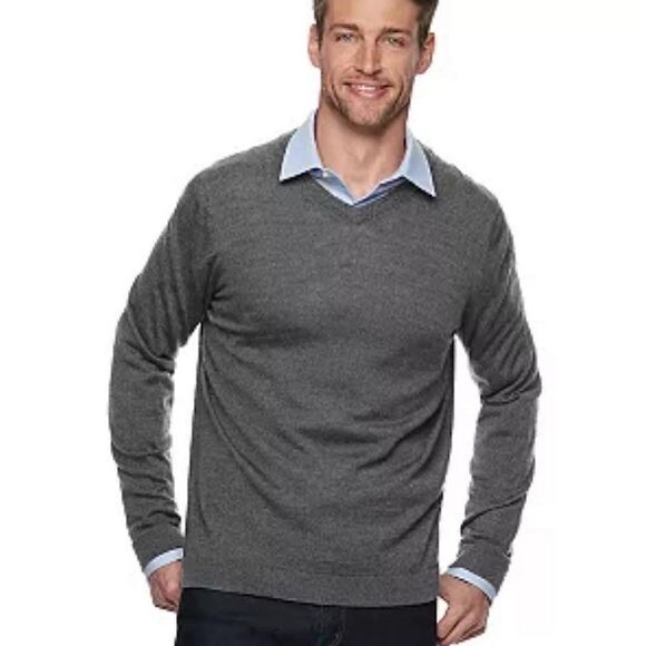 Apt. 9 Merino Wool-Blend V-neck Sweater Sz-XL - Picture 1 of 7